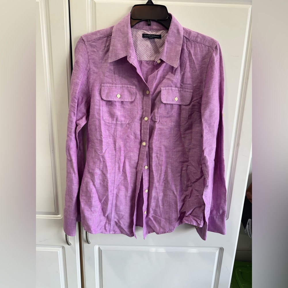 Banana Republic Purple Striped Blouse